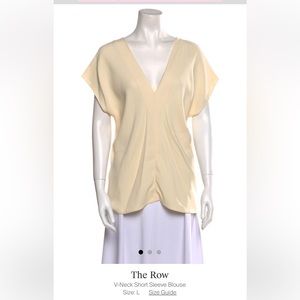 The Row “Labo” v-neck short sleeve blouse in size Large EUC